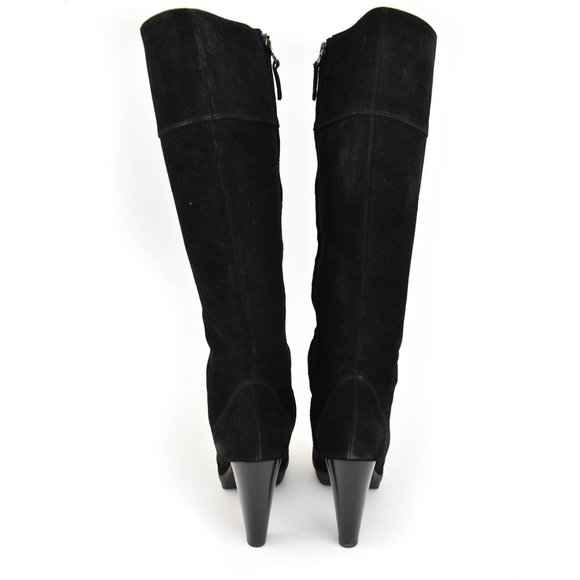 FENDI: Black, Suede & Logo, Tall Platform Boots - Picture 7 of 10